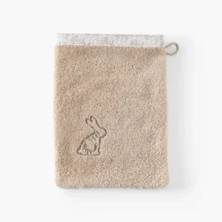 Carré Blanc Gant de toilette coton bio Merveille beige|Enfant Gants De Toilette|Nouveautés Bébénew