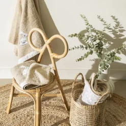 Carré Blanc Gant de toilette coton bio Merveille beige|Enfant Gants De Toilette|Nouveautés Bébénew