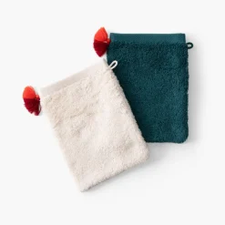 Carré Blanc Gant de toilette coton Eclats naturel| Gants De Toilette