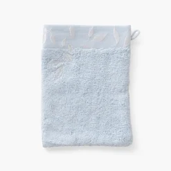 Carré Blanc Gant de toilette coton et viscose de bambou Equinoxe bleu givre| Gants De Toilette