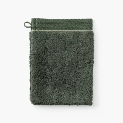 Carré Blanc Gant de toilette coton et viscose de bambou Silvalys vert forêt| Gants De Toilette