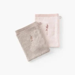 Carré Blanc Gant de toilette coton et viscose de bambou Aura nude| Gants De Toilette