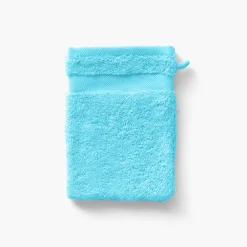 Carré Blanc Gant de toilette coton Lola II turquoise| Gants De Toilette