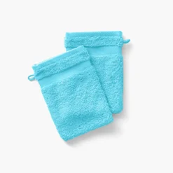 Carré Blanc Gant de toilette coton Lola II turquoise| Gants De Toilette