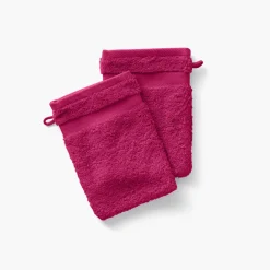Carré Blanc Gant de toilette coton Lola II framboise| Gants De Toilette