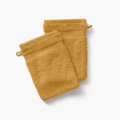 Carré Blanc Gant de toilette coton Lola II miel| Gants De Toilette