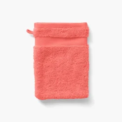 Carré Blanc Gant de toilette coton Lola II corail| Gants De Toilette