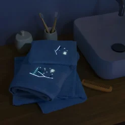 Carré Blanc Gant de toilette phosphorescent coton Stellaire bleu banquise|Enfant Gants De Toilette|Nouveautés Bébénew