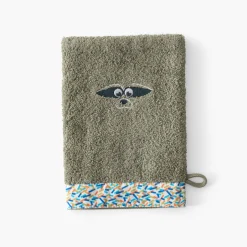 Carré Blanc Gant de toilette Playful kaki|Enfant Gants De Toilette
