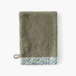 Carré Blanc Gant de toilette Playful kaki|Enfant Gants De Toilette