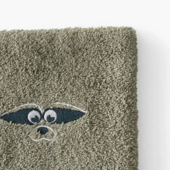 Carré Blanc Gant de toilette Playful kaki|Enfant Gants De Toilette