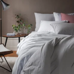 Carré Blanc Housse de couette coton lavé biologique Souffle nuage| Housses De Couette