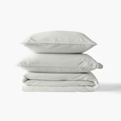 Carré Blanc Housse de couette coton lavé biologique Souffle nuage| Housses De Couette