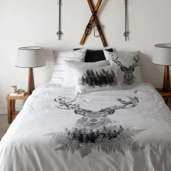 Carré Blanc Housse de couette coton réversible Elaphe| Housses De Couette