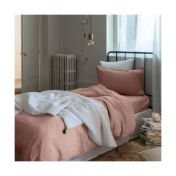 Carré Blanc Housse de couette enfant lin et coton lavé Songe rose cendré|Enfant Housses De Couette