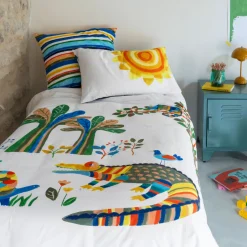 Carré Blanc Housse de couette enfant coton bio Pinata|Enfant Linge De Litbio|Housses De Couette