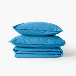 Carré Blanc Housse de couette enfant percale de coton Neo azur|Enfant Housses De Couette