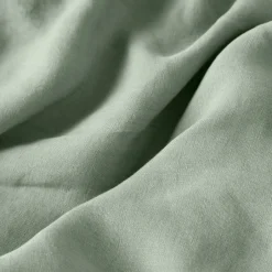 Carré Blanc Housse de couette lin et coton lavé Songe eucalyptus| Housses De Couette