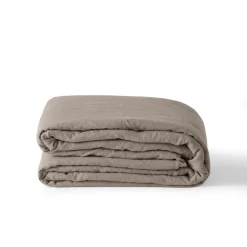 Carré Blanc Housse de couette lin et coton lavé Songe grège| Housses De Couette