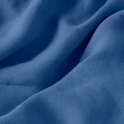 Carré Blanc Housse de couette lin et coton lavé Songe bleu de chine| Housses De Couette