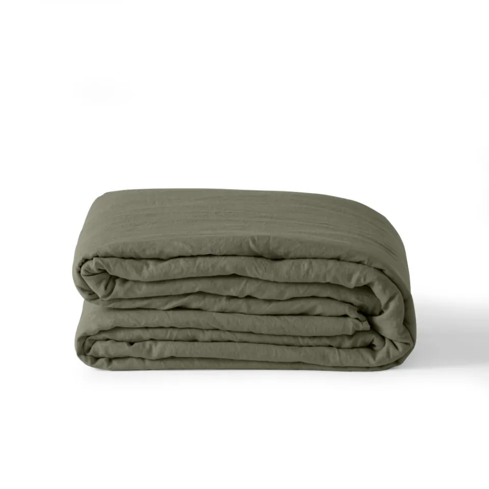 Carré Blanc Housse de couette lin et coton lavé Songe bocage| Housses De Couette