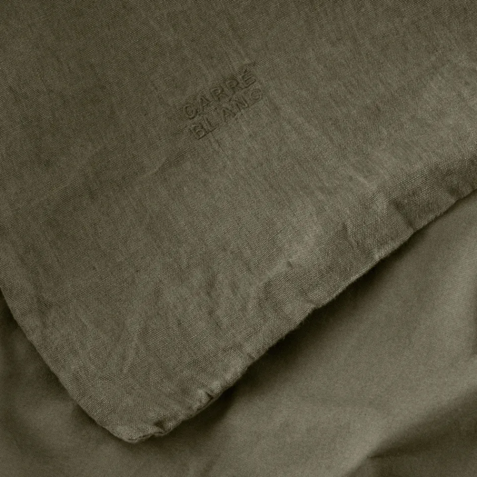 Carré Blanc Housse de couette lin et coton lavé Songe bocage| Housses De Couette