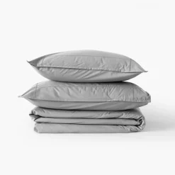 Carré Blanc Housse de couette percale de coton Neo gris| Housses De Couette