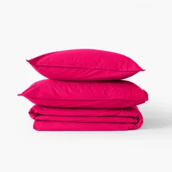 Carré Blanc Housse de couette percale de coton Neo magenta| Housses De Couette