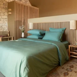 Carré Blanc Housse de couette percale de coton Neo thym| Housses De Couette