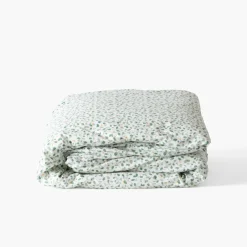 Carré Blanc Housse de couette percale de coton Neo thym végétal| Housses De Couette