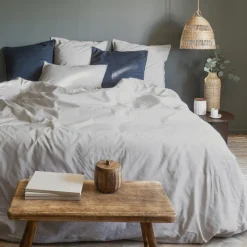 Carré Blanc Housse de couette percale de coton Neo ficelle| Housses De Couette