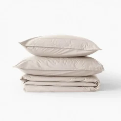 Carré Blanc Housse de couette percale de coton Neo ficelle| Housses De Couette