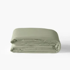 Carré Blanc Housse de couette pur coton lavé biologique Souffle sauge| Housses De Couette