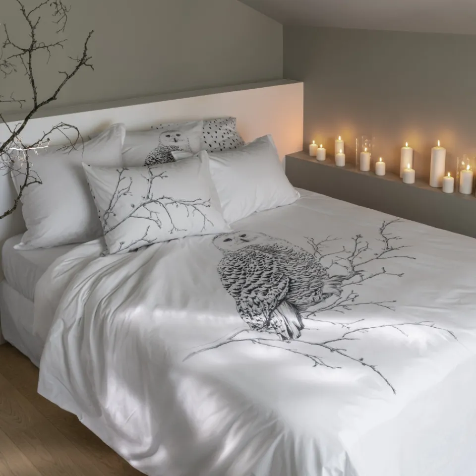 Carré Blanc Housse de couette réversible coton Harfang| Housses De Couette