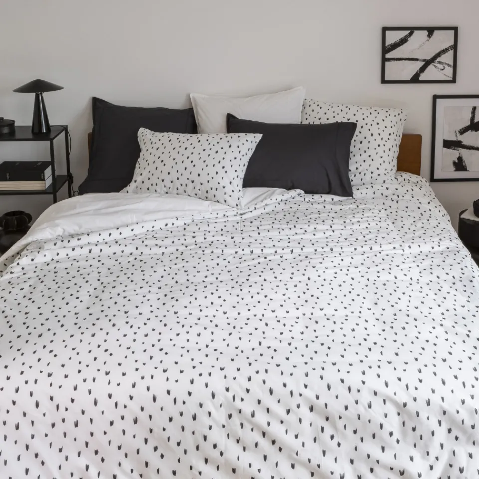 Carré Blanc Housse de couette réversible coton Harfang| Housses De Couette