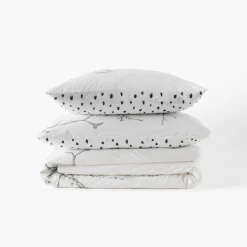 Carré Blanc Housse de couette réversible coton Harfang| Housses De Couette