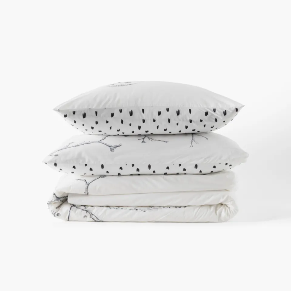 Carré Blanc Housse de couette réversible coton Harfang| Housses De Couette