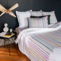 Carré Blanc Housse de couette réversible percale de coton Récif| Housses De Couette