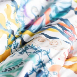 Carré Blanc Housse de couette réversible percale de coton Récif| Housses De Couette