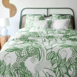 Carré Blanc Housse de couette réversible percale de coton bio Canopée| Housses De Couette