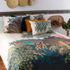 Carré Blanc Housse de couette réversible percale de coton Papyrus| Housses De Couette