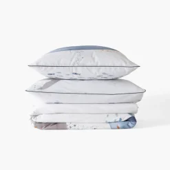 Carré Blanc Housse de couette réversible pur coton Océanos|Enfant Housses De Couette