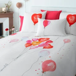 Carré Blanc Housse de couette réversible percale de coton Monamour ballon| Housses De Couette
