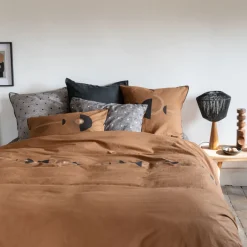 Carré Blanc Housse de couette réversible lin et coton lavé Eclipse| Housses De Couette