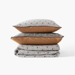 Carré Blanc Housse de couette réversible lin et coton lavé Eclipse| Housses De Couette