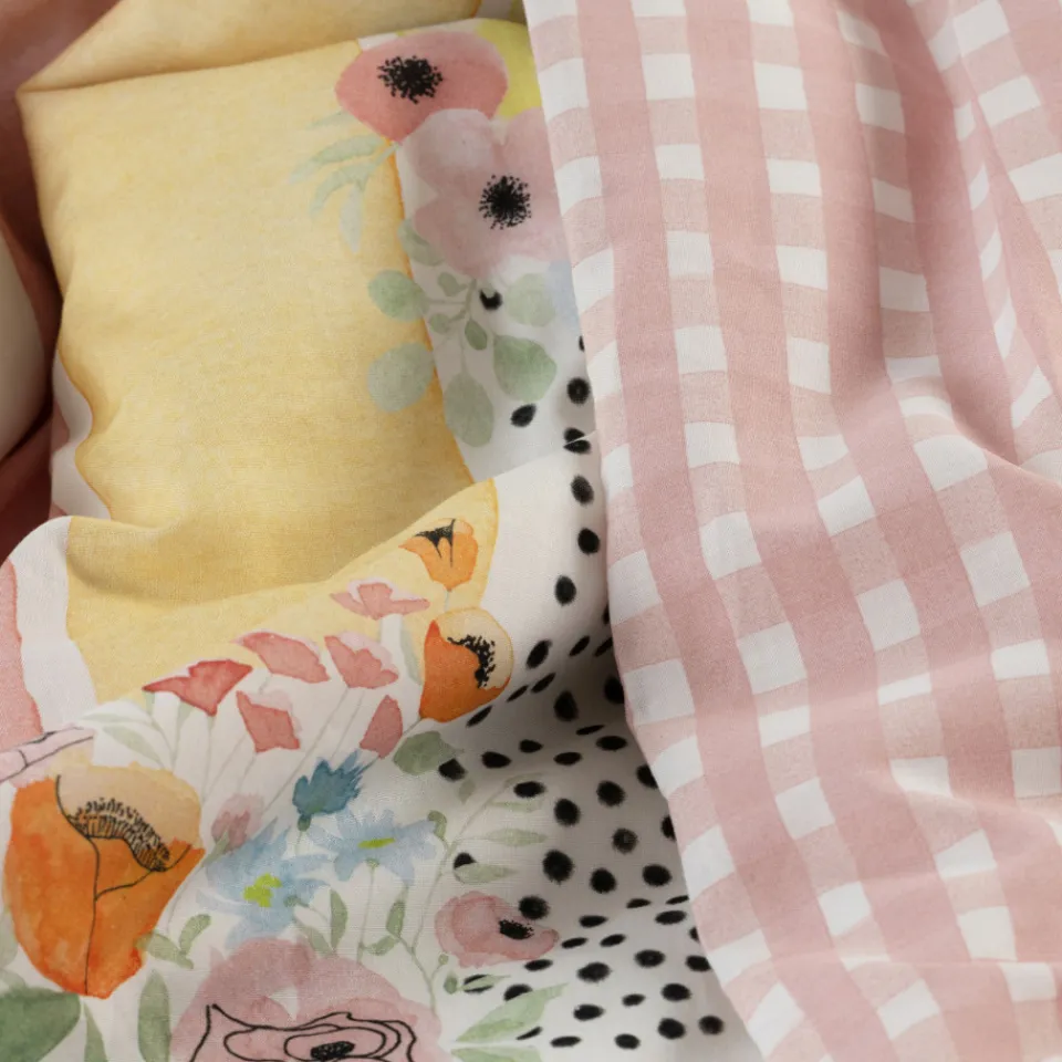 Carré Blanc Housse de couette réversible pur coton bio Rêve d'or|Enfant Linge De Litbio|Housses De Couette