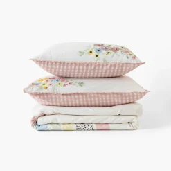 Carré Blanc Housse de couette réversible pur coton bio Rêve d'or|Enfant Linge De Litbio|Housses De Couette