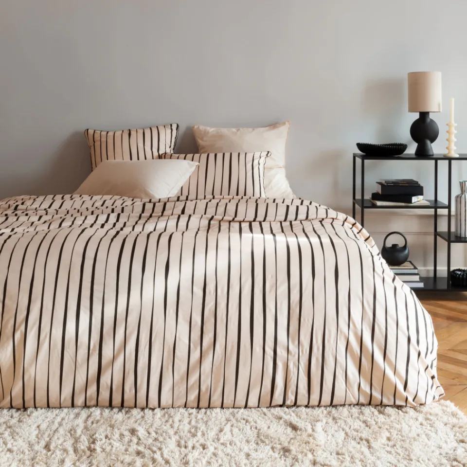 Carré Blanc Housse de couette réversible percale de coton bio Gisèle| Housses De Couette