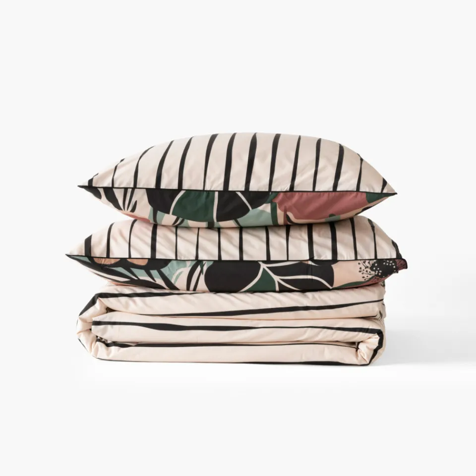 Carré Blanc Housse de couette réversible percale de coton bio Gisèle| Housses De Couette