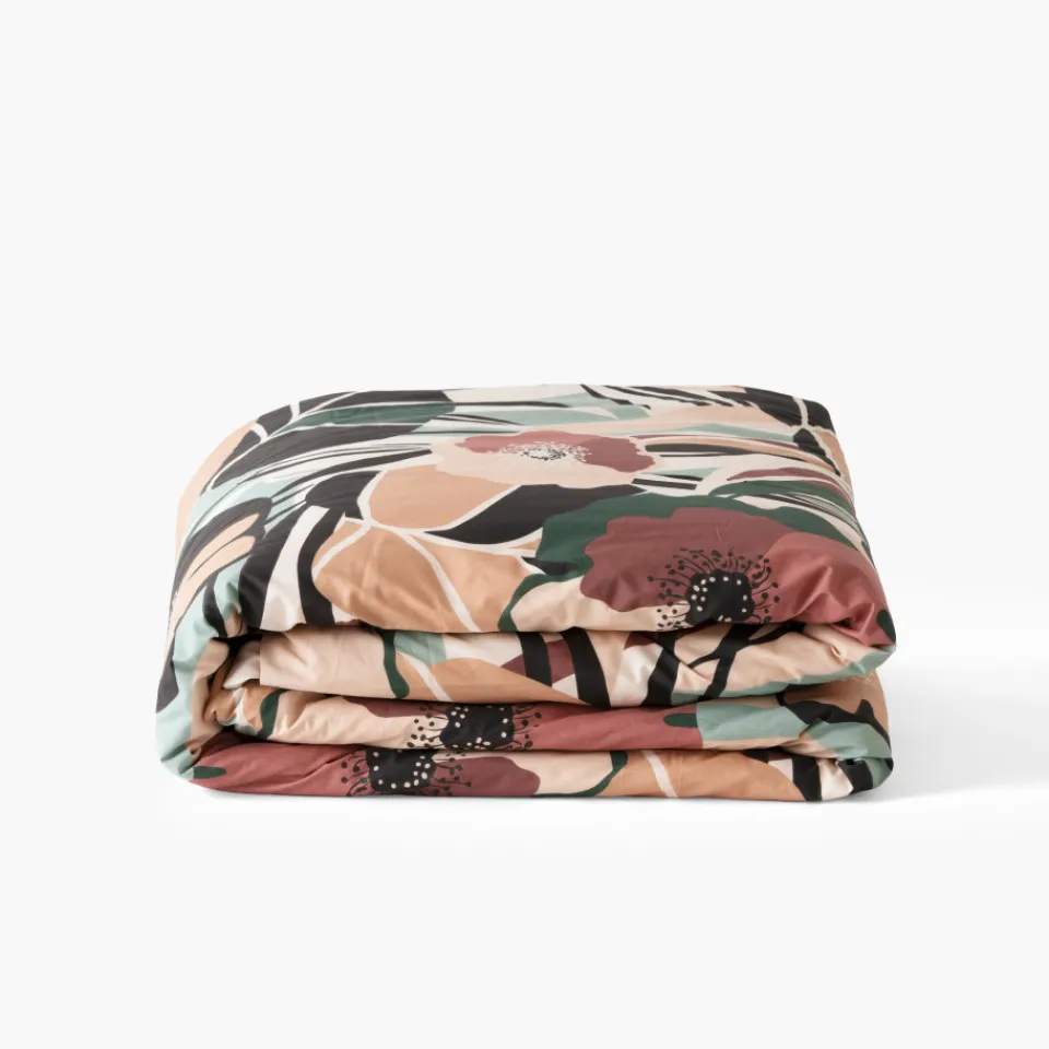 Carré Blanc Housse de couette réversible percale de coton bio Gisèle| Housses De Couette